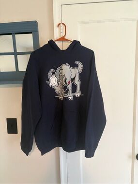 Gildan Navy Hoodie with Stylized Ram Graphic